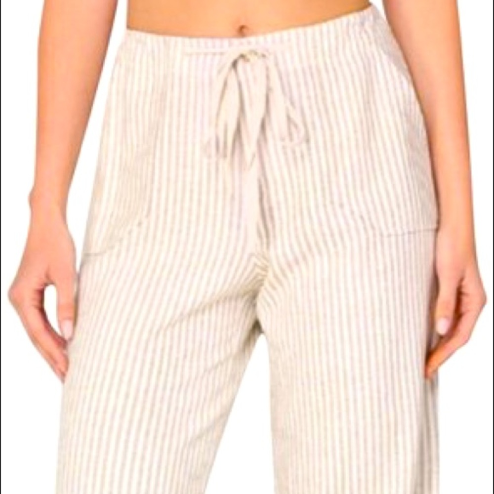 Bebe Striped Linen Cargo Pants